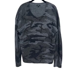 Rails Louie Charcoal Camo Wool Cashmere Blend Oversize Sweater Medium